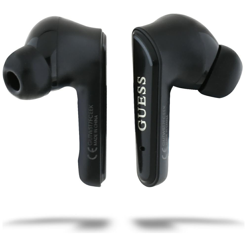 Kit mains libres Bluetooth Guess Flat Classic Logo Electroplated, TWS, Noir