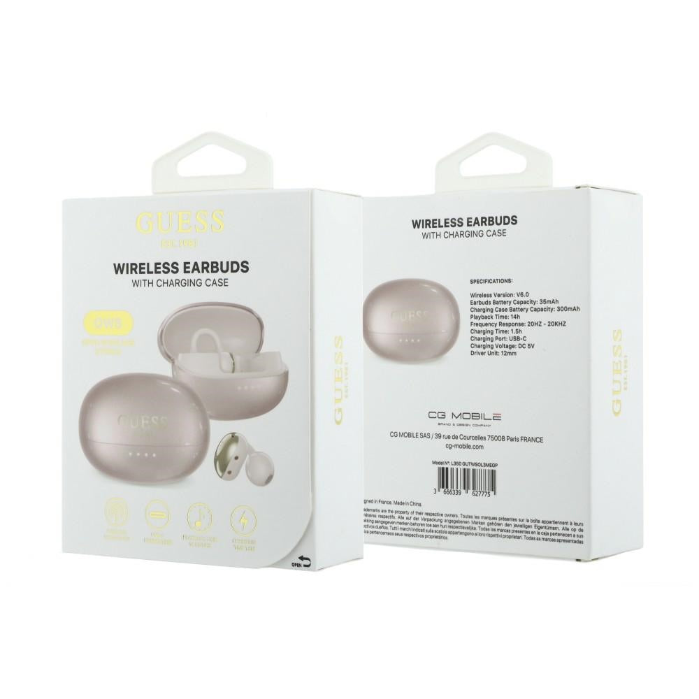 Casque Bluetooth mains libres Guess Finition Métallique Parties Électroplaquées Classique, TWS, Rose