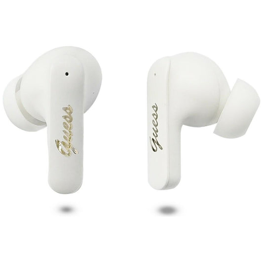 Handsfree Bluetooth Guess Script Logo Métallique, TWS, Blanc