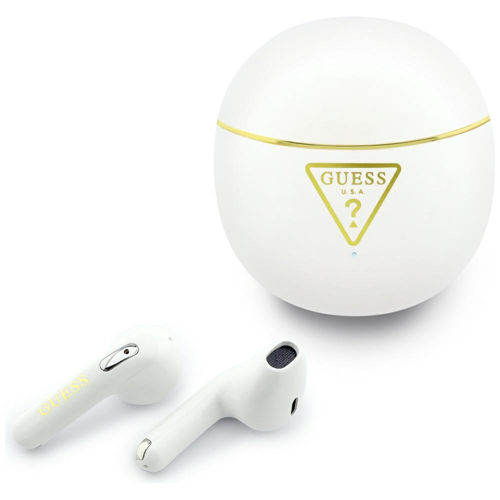 Écouteurs Bluetooth Guess Script Print, TWS, Blanc