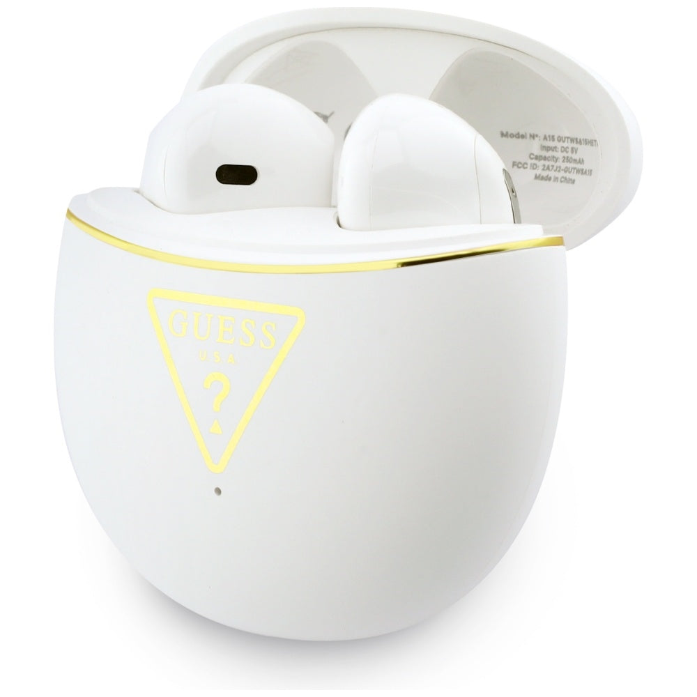 Écouteurs Bluetooth Guess Script Print, TWS, Blanc