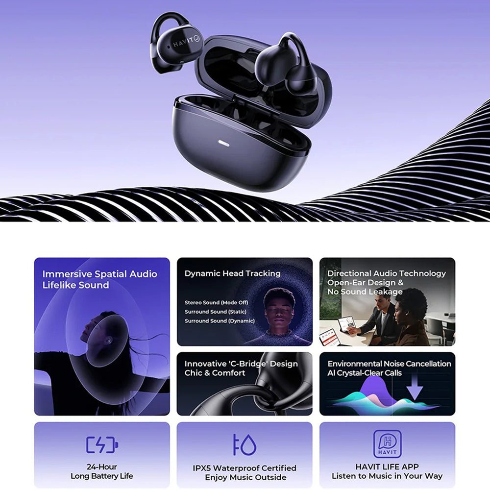 Kit mains libres Bluetooth HAVIT OWS916, TWS, Noir