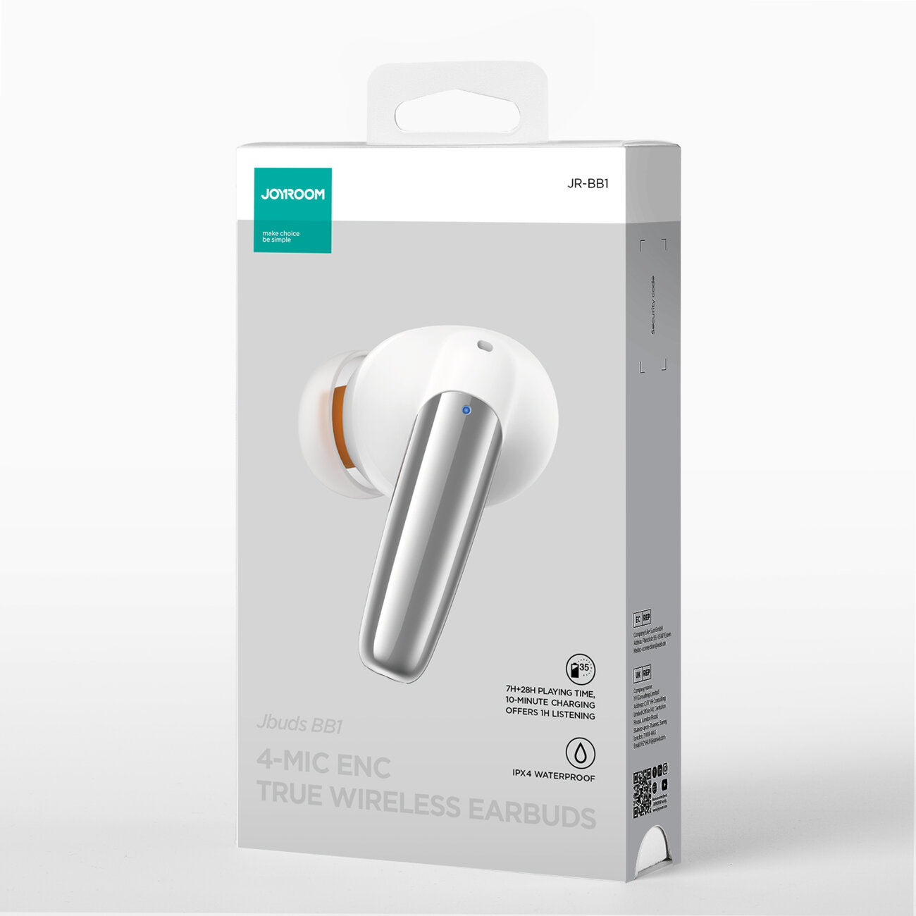 Kit mains libres Bluetooth Joyroom JR-BB1, TWS, Blanc