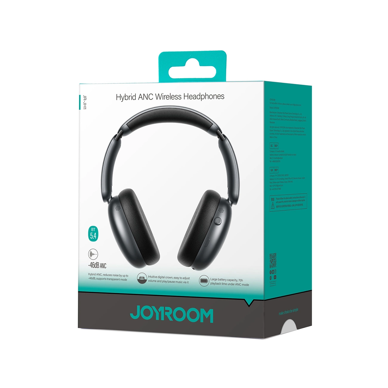 Kit mains libres Bluetooth Joyroom JR-JH1, A2DP, ANC, Noir