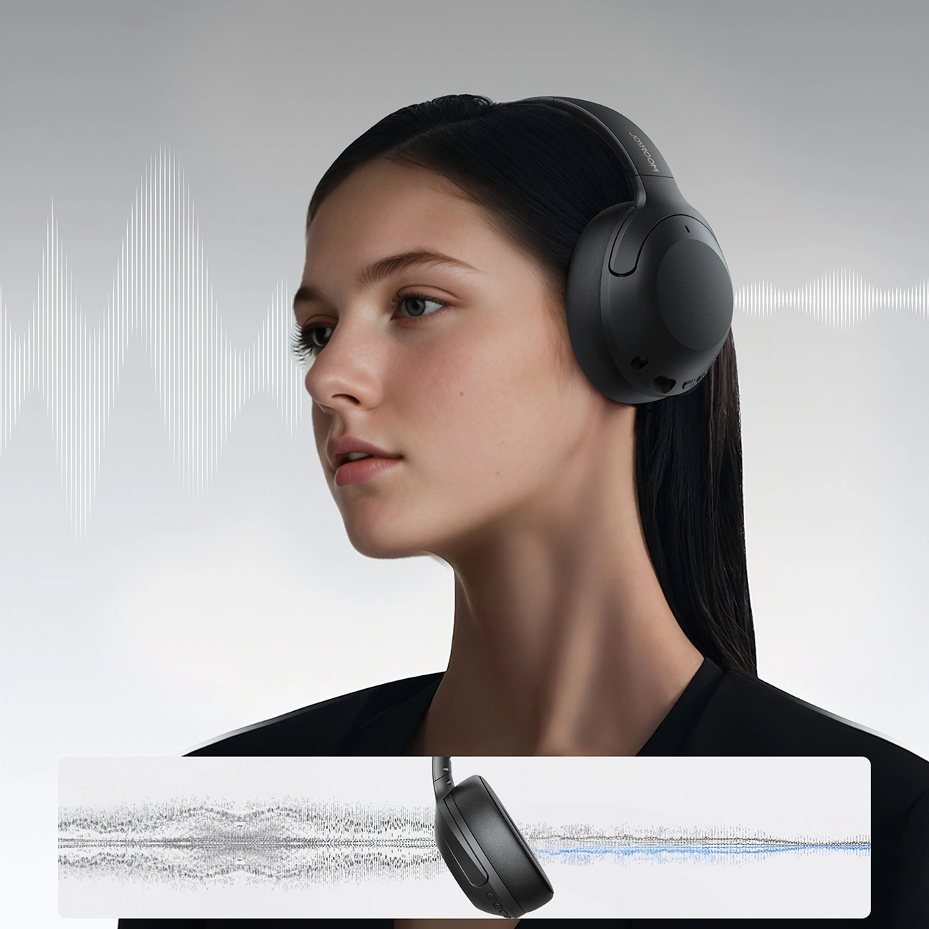 Kit mains libres Bluetooth Joyroom JR-JH2, A2DP, ANC, Noir