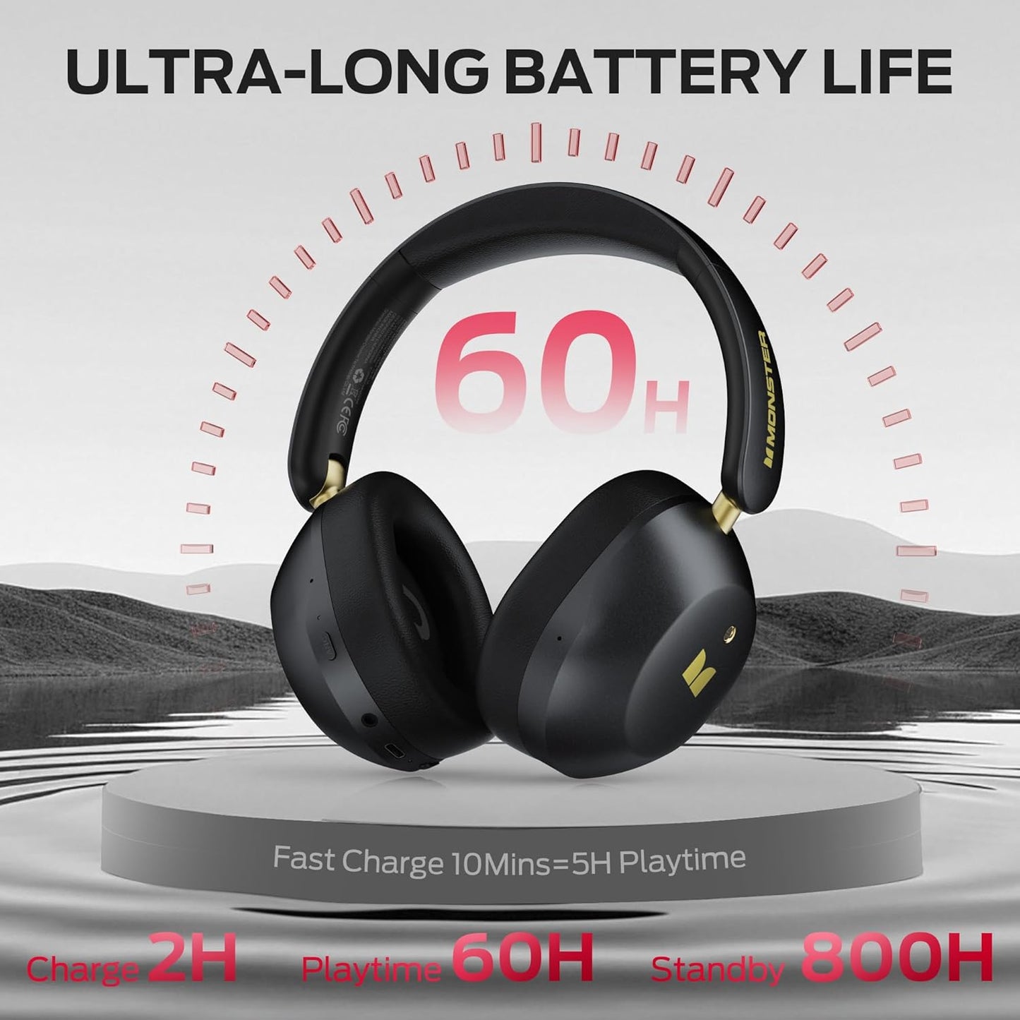 Kit mains libres Bluetooth Monster Persona 6th, MultiPoint, A2DP, ANC, Noir