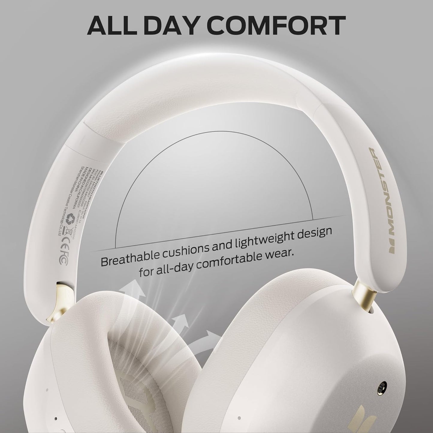 Kit mains libres Bluetooth Monster Persona 6th, MultiPoint, A2DP, ANC, Blanc