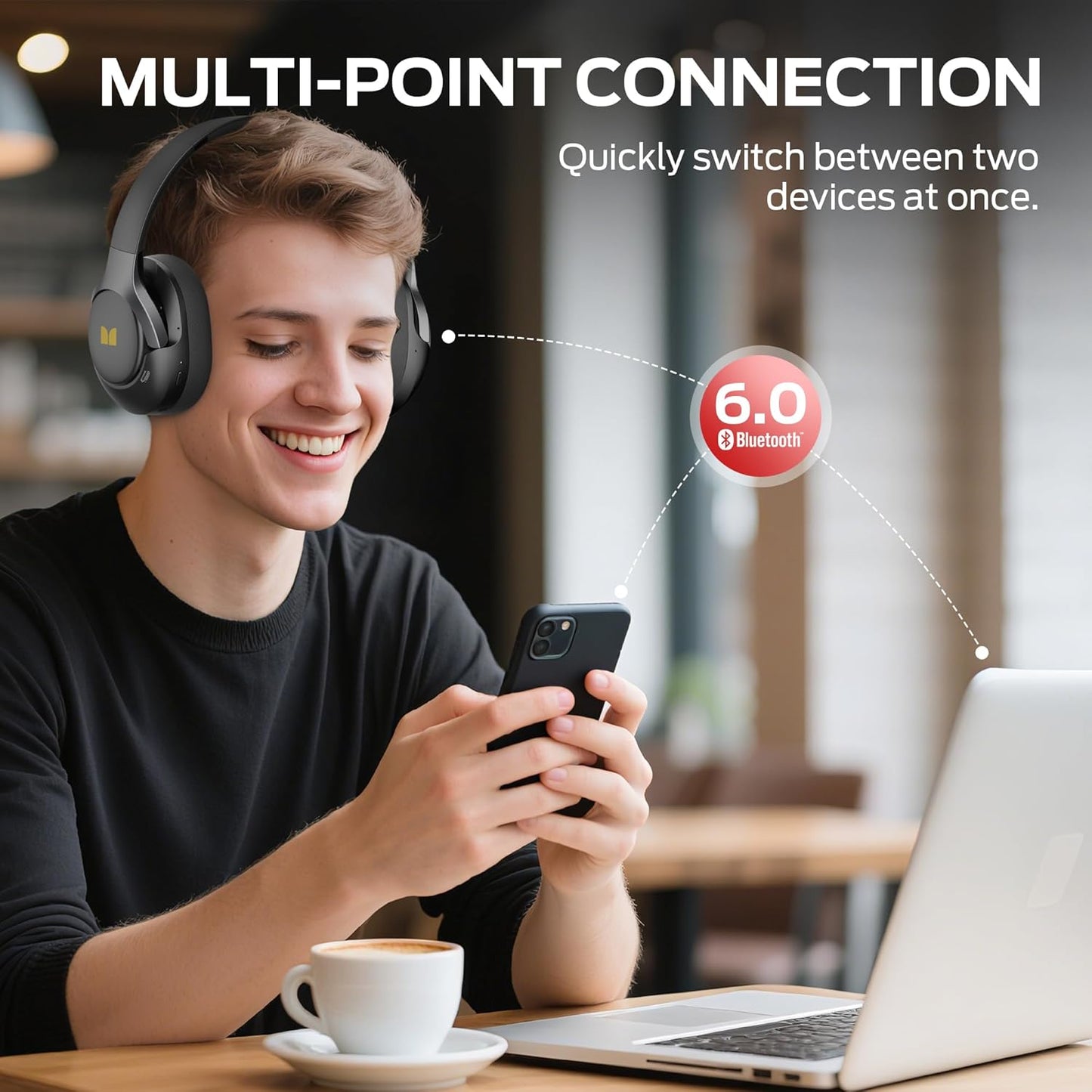 Kit mains libres Bluetooth Monster Persona 5th, MultiPoint, A2DP, ANC, Noir