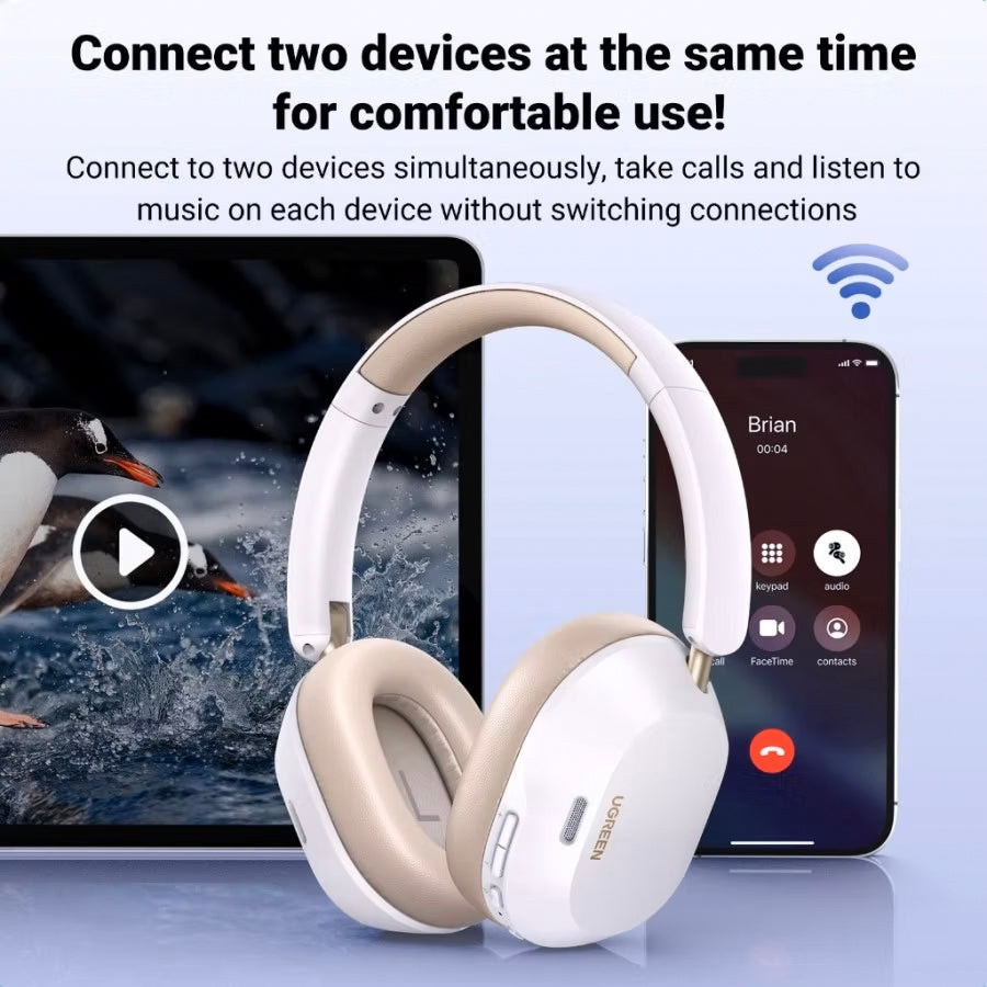 Kit mains libres Bluetooth UGREEN HiTune Max5C HP203, A2DP, ANC, Blanc