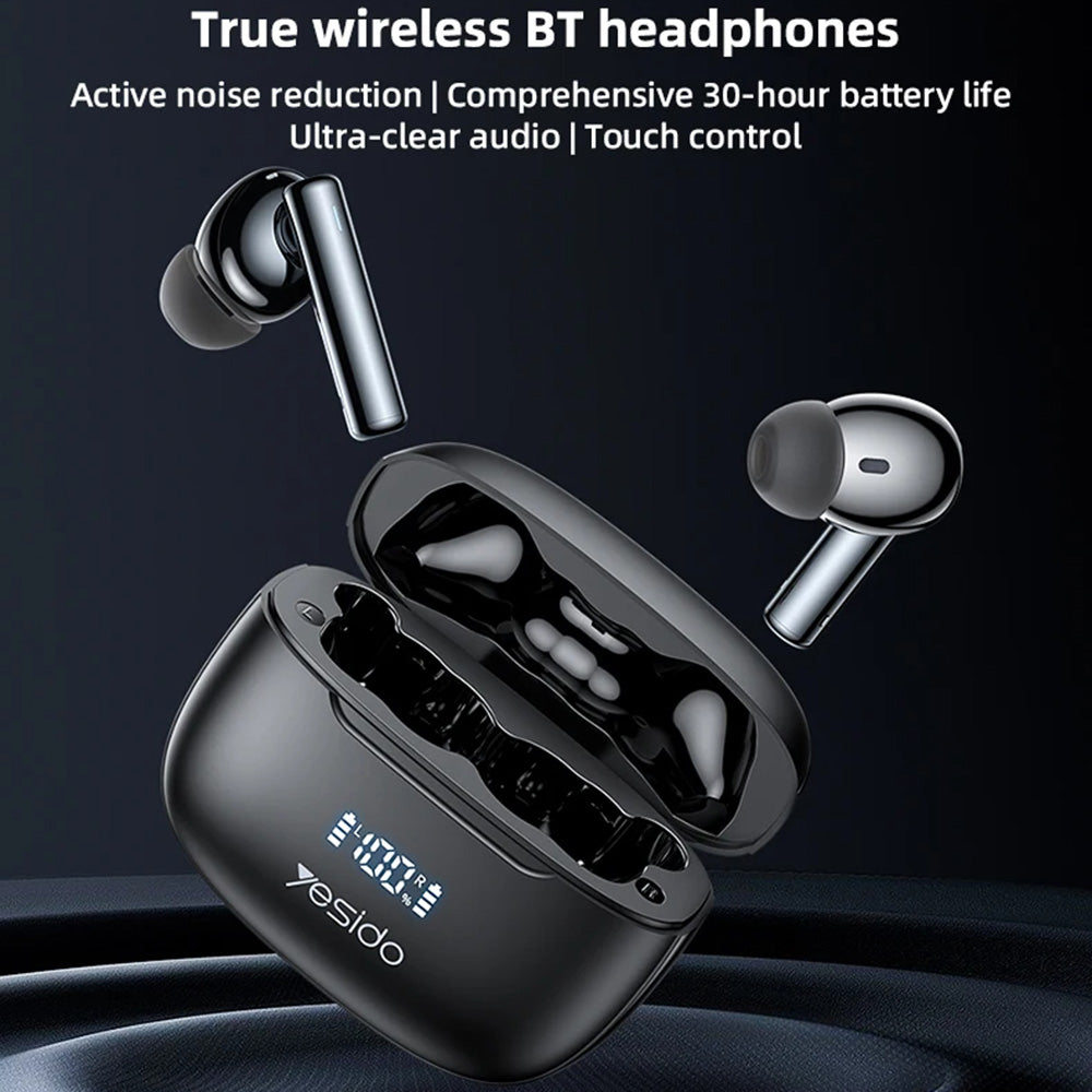 Kit mains libres Bluetooth Yesido TWS23, TWS, ANC, Noir
