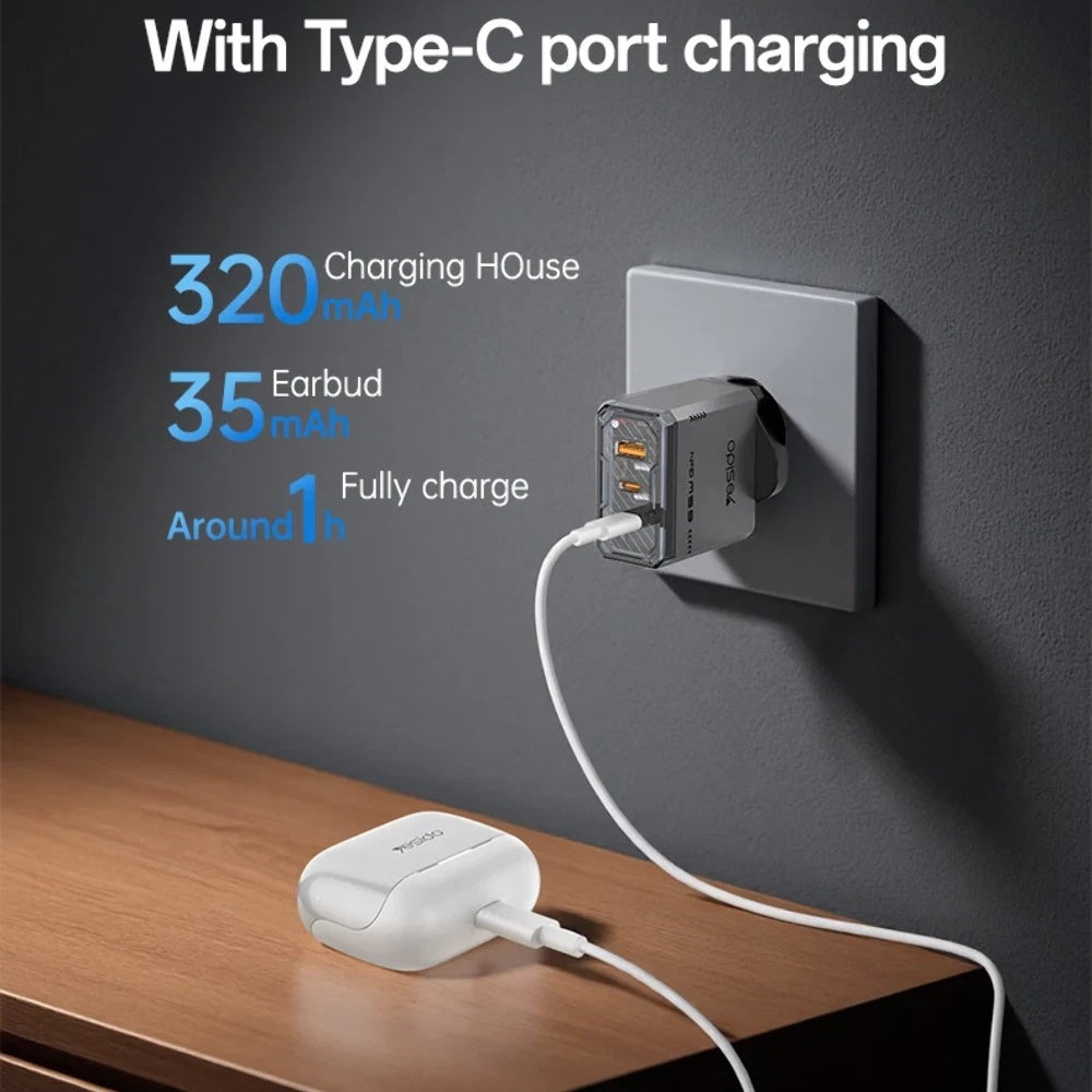 Kit mains libres Bluetooth Yesido TWS34, TWS, ANC, Blanc