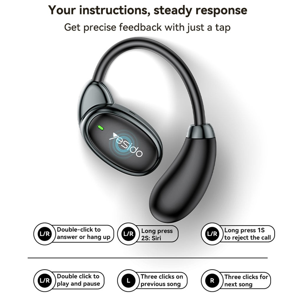 Kit mains libres Bluetooth Yesido YSP19 BL, TWS, Noir