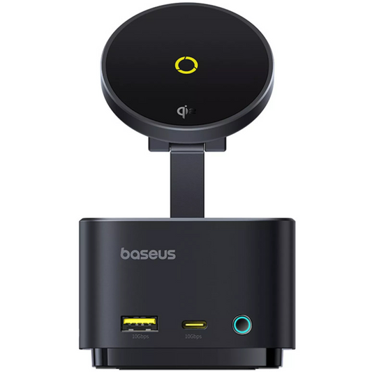 Hub Multifonctionnel Baseus MagPro II 7en1, 1 x USB-A - 2 x USB-C - 1 x HDMI - 1 x QI - 1 x SD - 1 x microSD, Noir Reconditionné B00072900121-00