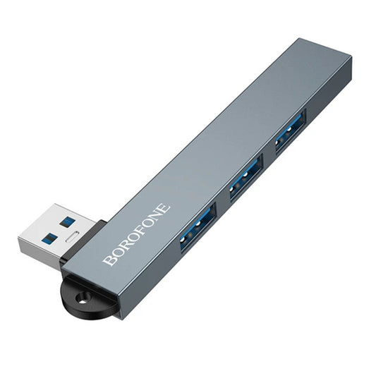 Hub USB Borofone FH1, 4 en 1, Gris