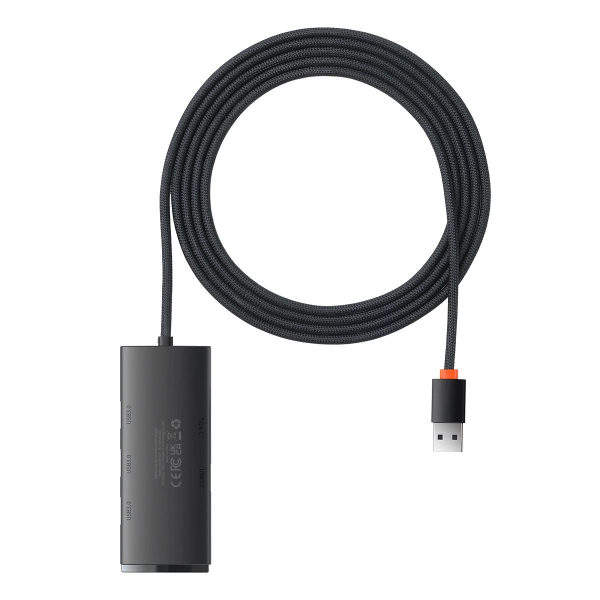 Hub USB Baseus Lite, 4 x USB-A 3.0 - 1 x USB-C, 2m, Noir WKQX030201