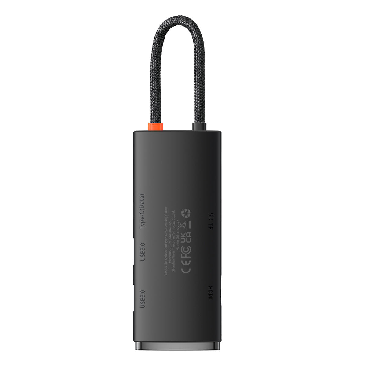 Hub USB-C Baseus, 2 x USB-A 3.0 - 1 x USB-C - 1 x HDMI - 1 x SD - 1 x microSD, Noir WKQX050001