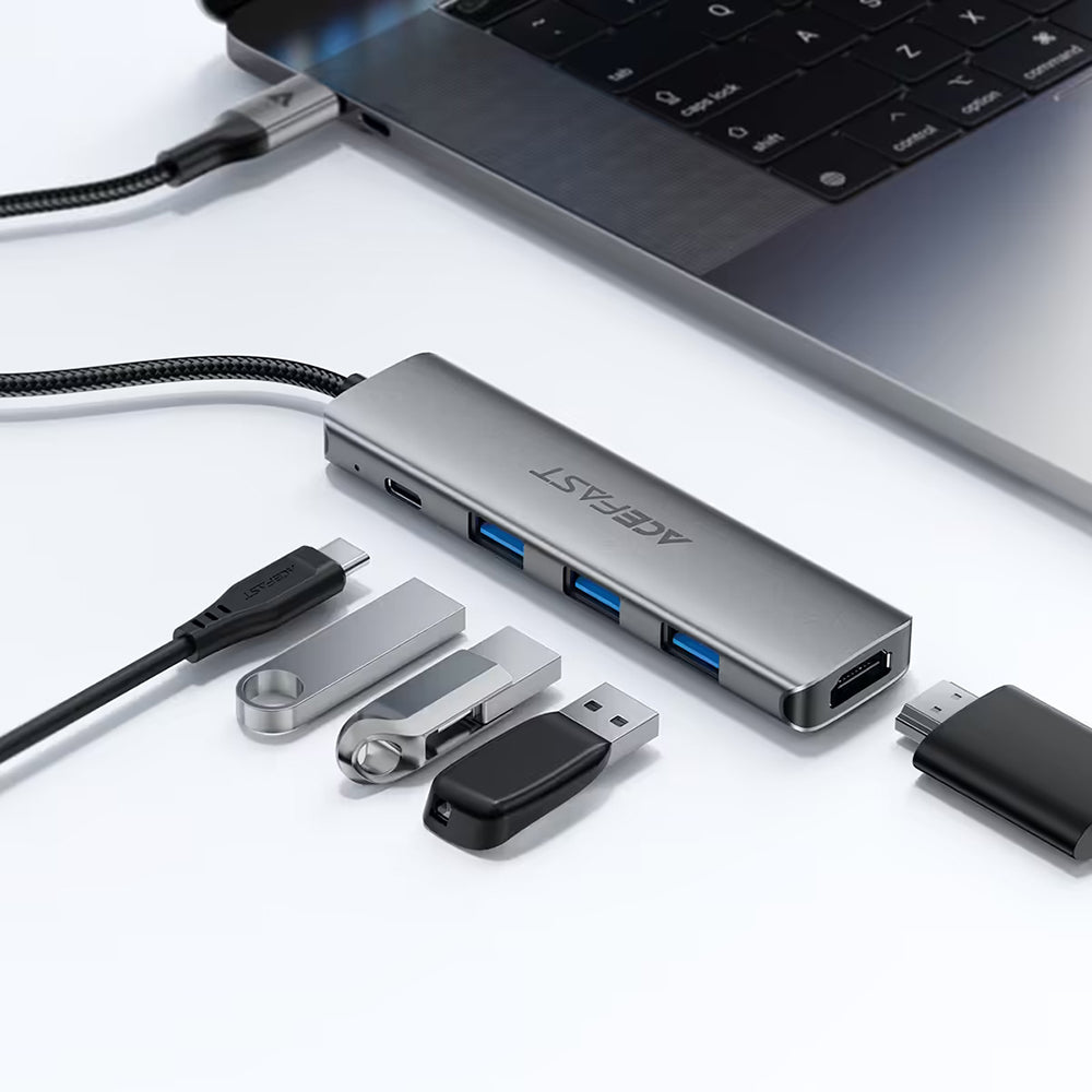 Hub USB-C Acefast J16, 5-en-1, Gris