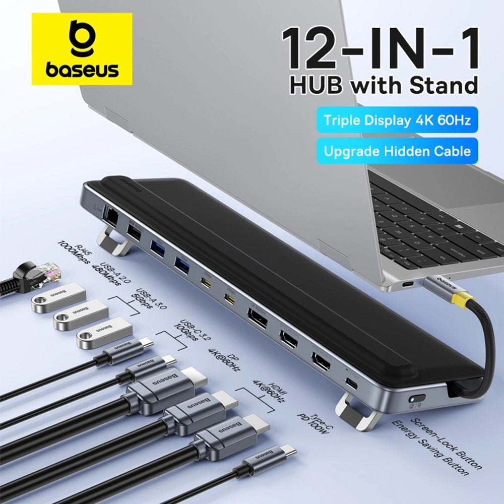 Hub USB-C Baseus EliteJoy EH3, 12en1, Gris B00051300111-00