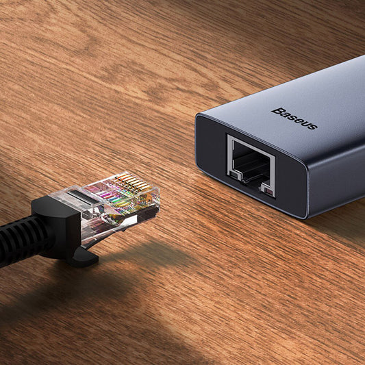 Hub USB-C Baseus UltraJoy, 3 x USB-A 3.0 - 1 x USB-C - 1 x HDMI - 1 x RJ45, Gris B00052807813-00