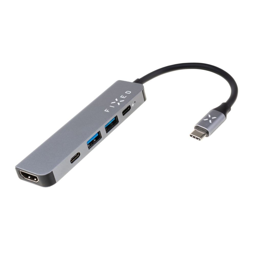 Fixed USB-C Hub, 4in1, Gray