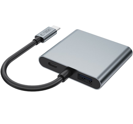 Hub USB-C Tech-Protect HB08, 1 x USB-A - 1 x USB-C - 2 x HDMI, Gris