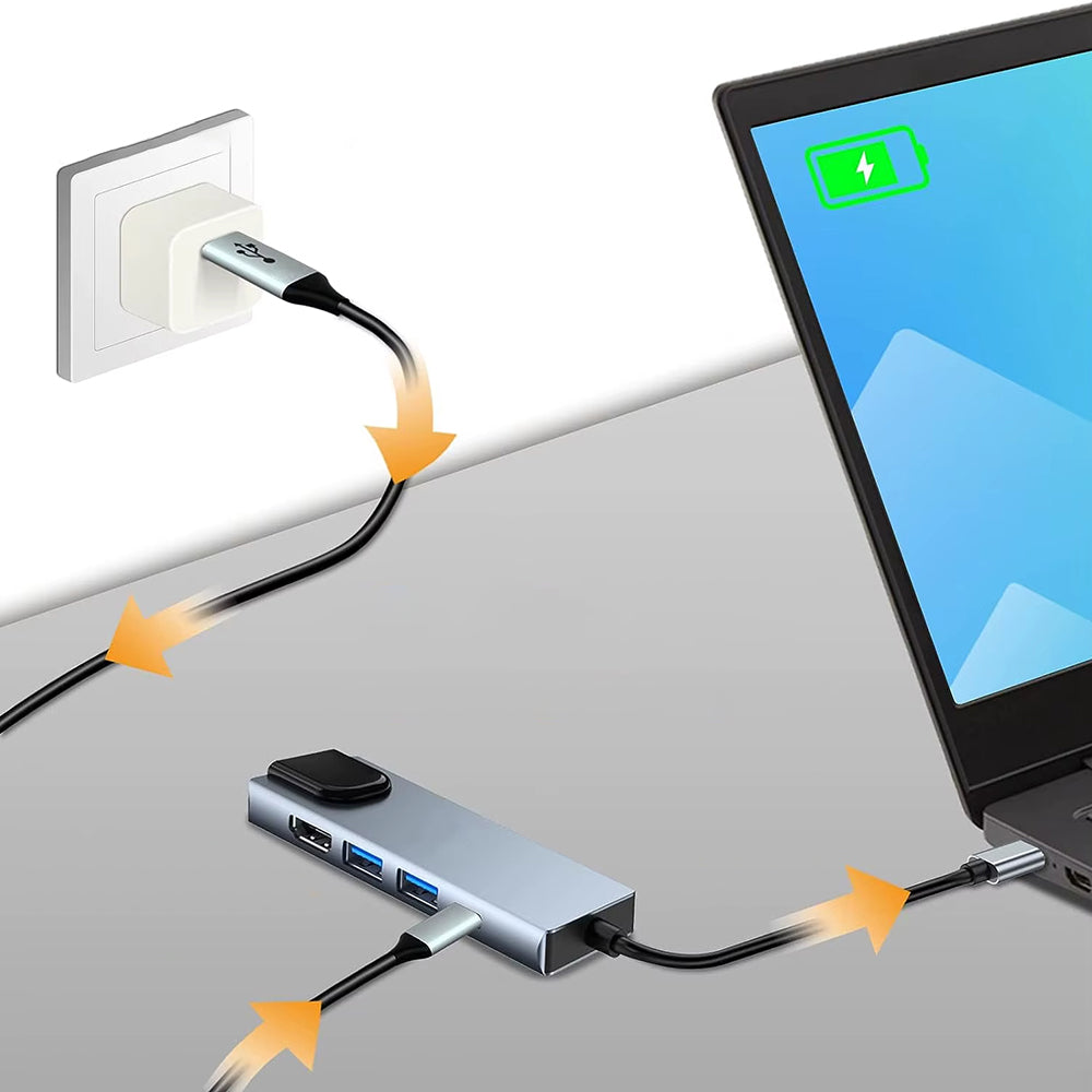 Hub USB-C Techsuit H1 NetBridge, 5en1, Gris
