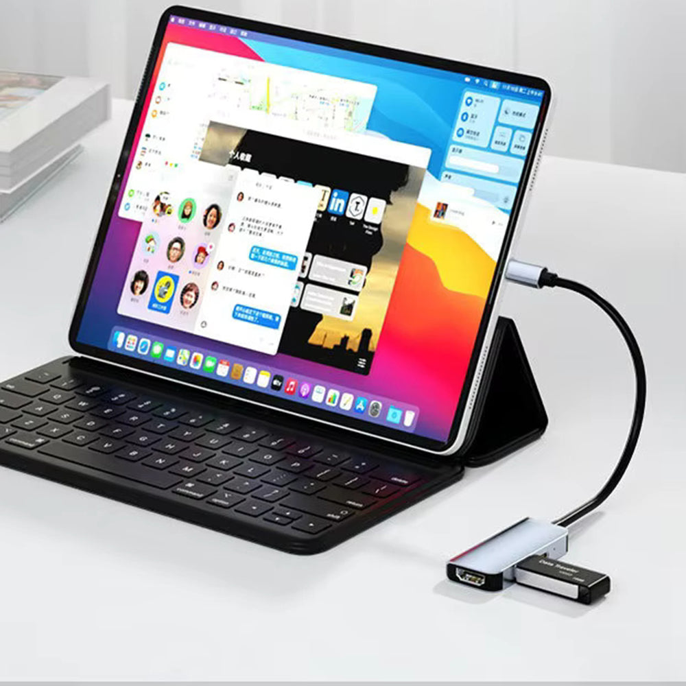 Techsuit H4 TurboChargeX USB-C Hub, 3in1, Gray
