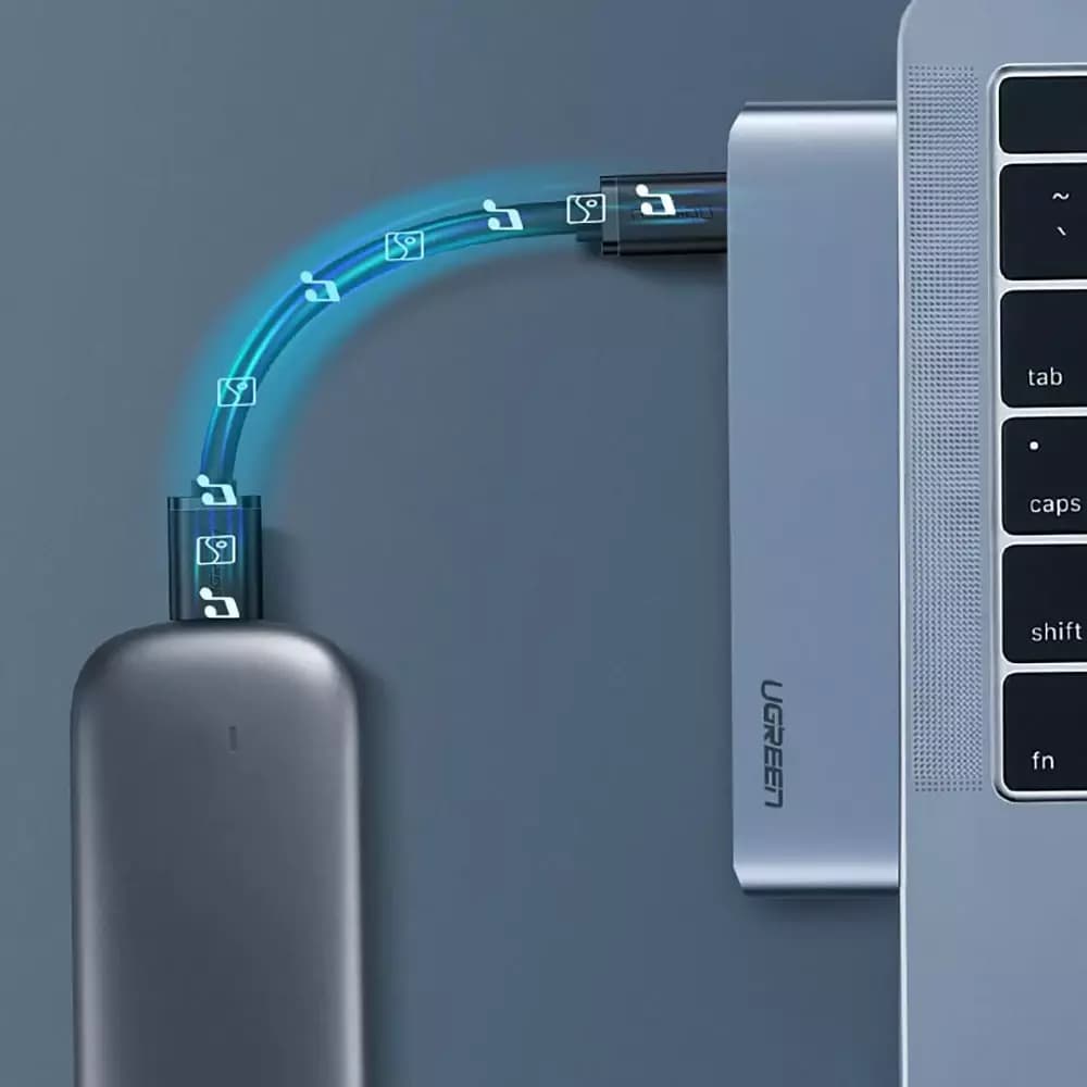 Hub USB-C UGREEN CM251 pour Apple MacBook Pro / Air, 3 x USB-A 3.0 - 1 x USB-C - 1 x SD - 1 x microSD, Gris