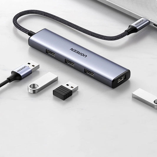 Hub USB-C UGREEN CM473 (20841), 4 x USB-A 3.0, 0,20 m, Gris