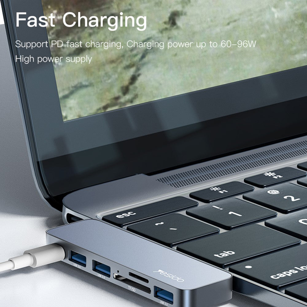 Hub USB-C Yesido HB10 pour Apple MacBook Pro / Air, 6en1, Gris