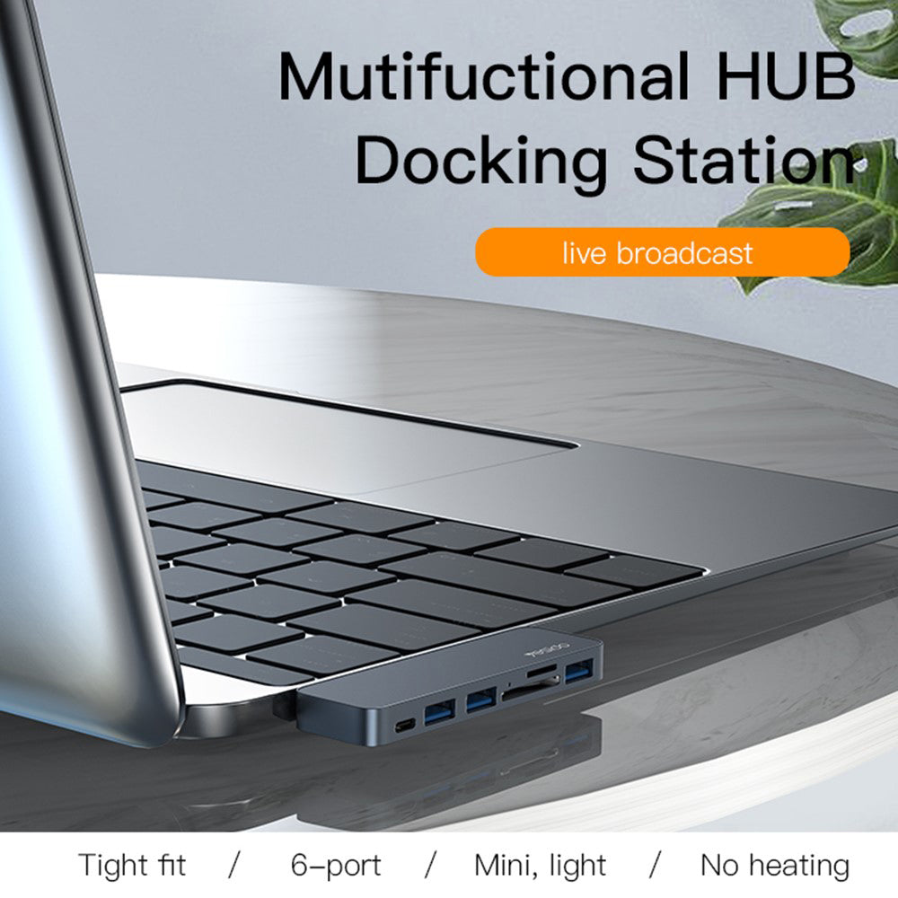 Hub USB-C Yesido HB10 pour Apple MacBook Pro / Air, 6en1, Gris