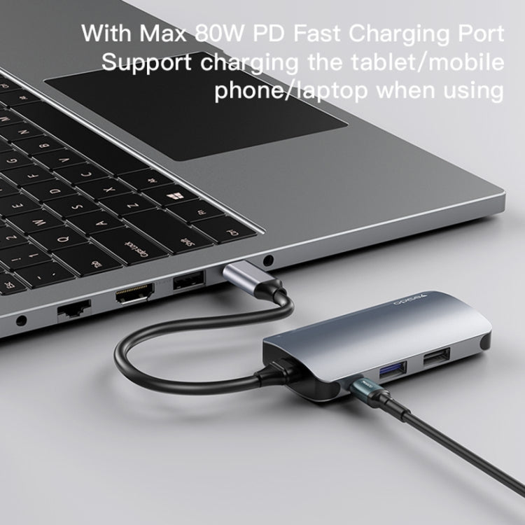 Hub USB-C Yesido HB15, 6en1, Gris