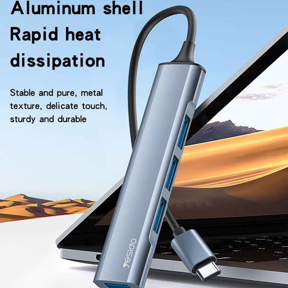 Hub USB-C Yesido HB17, 4en1, Gris