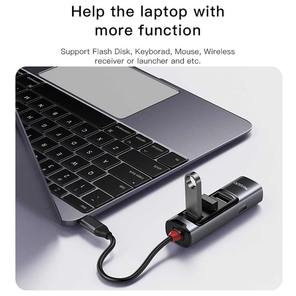 Hub USB-C Yesido HB22, 5en1, Gris