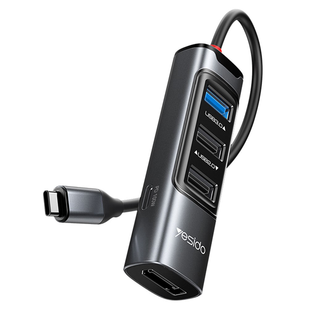 Hub USB-C Yesido HB23, 5en1, Gris
