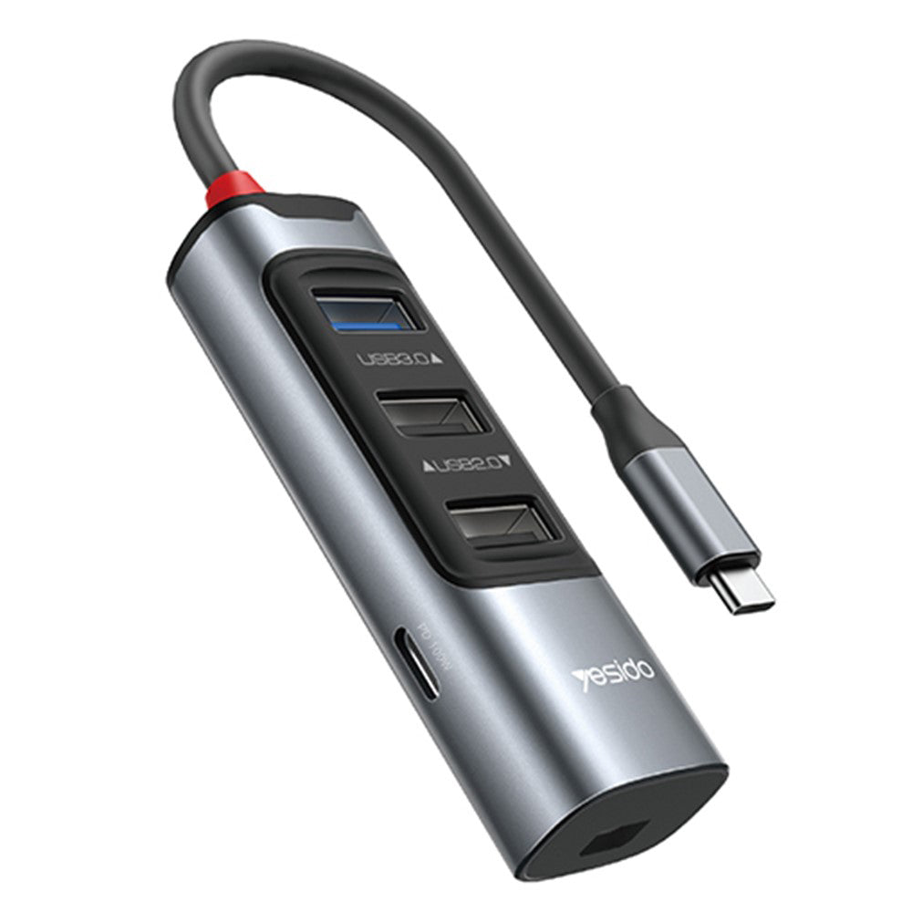 Hub USB-C Yesido HB24, 5en1, Gris