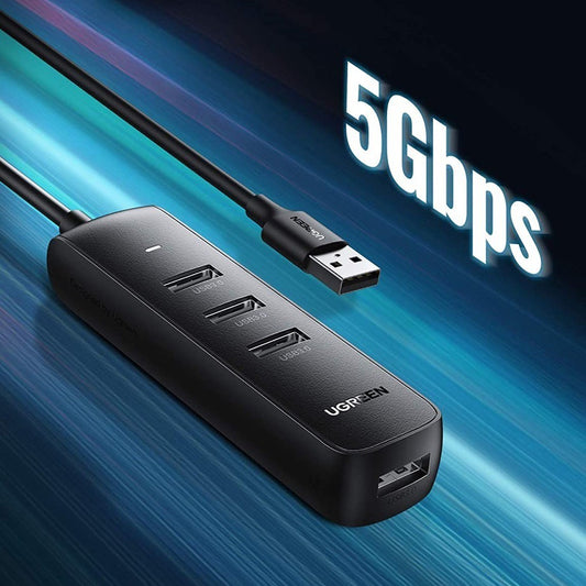 Hub USB UGREEN CM416, 4 x USB-A 3.0, 0.25m, Noir