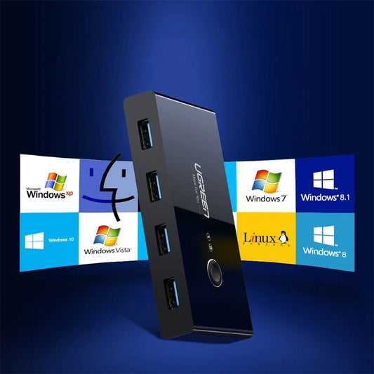 USB Hub UGREEN US216 Two Sharing Switch Box, 4 x USB-A 3.0, Black