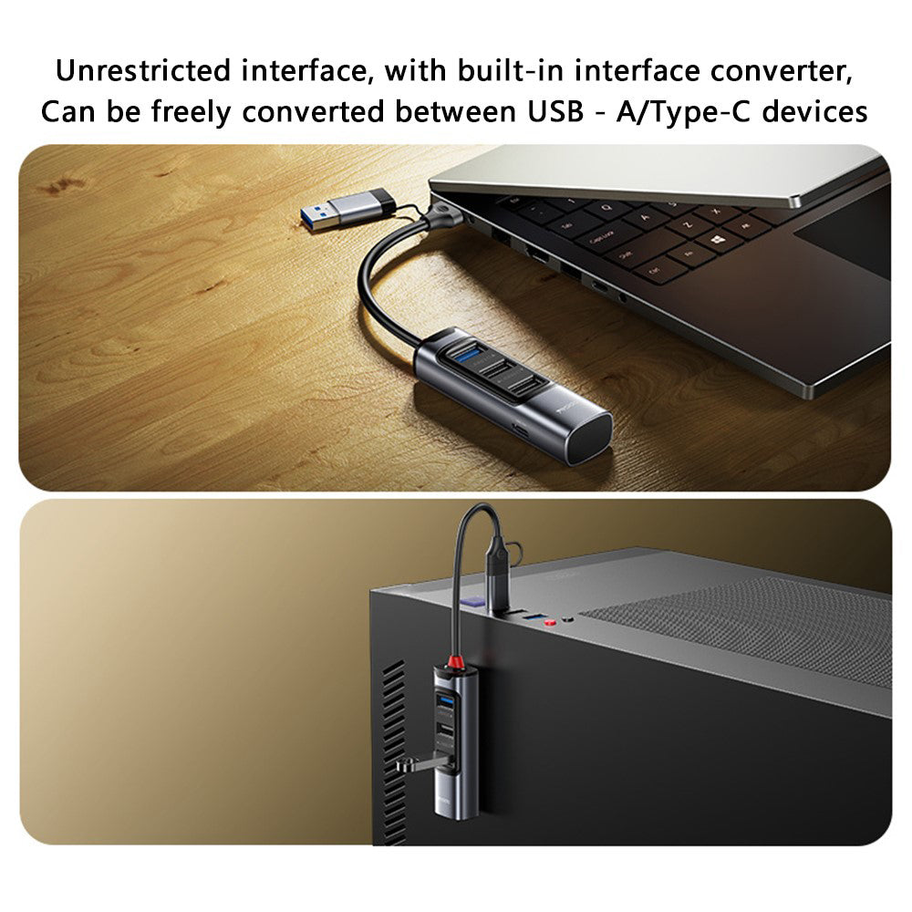 Hub USB / USB-C Yesido HB19, 4en1, Gris