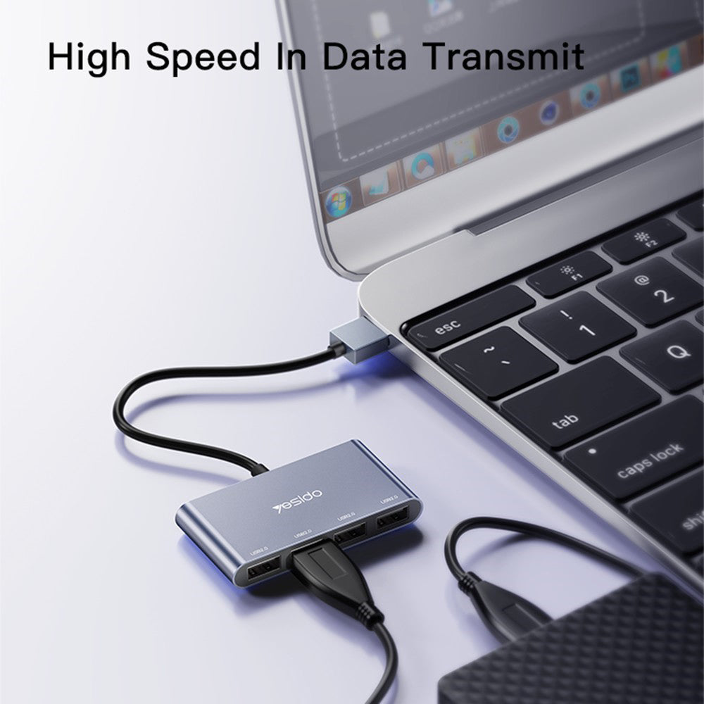 Hub USB Yesido HB12, 4en1, Gris