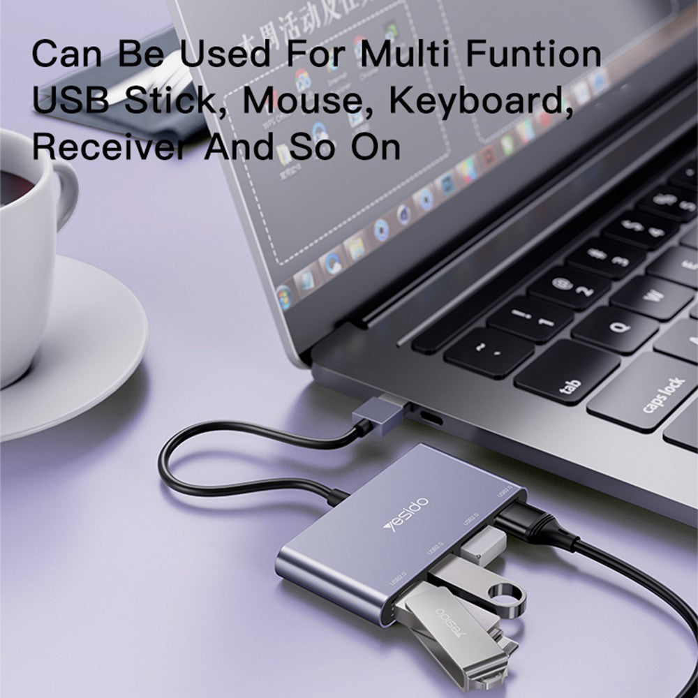 Hub USB Yesido HB12, 4en1, Gris