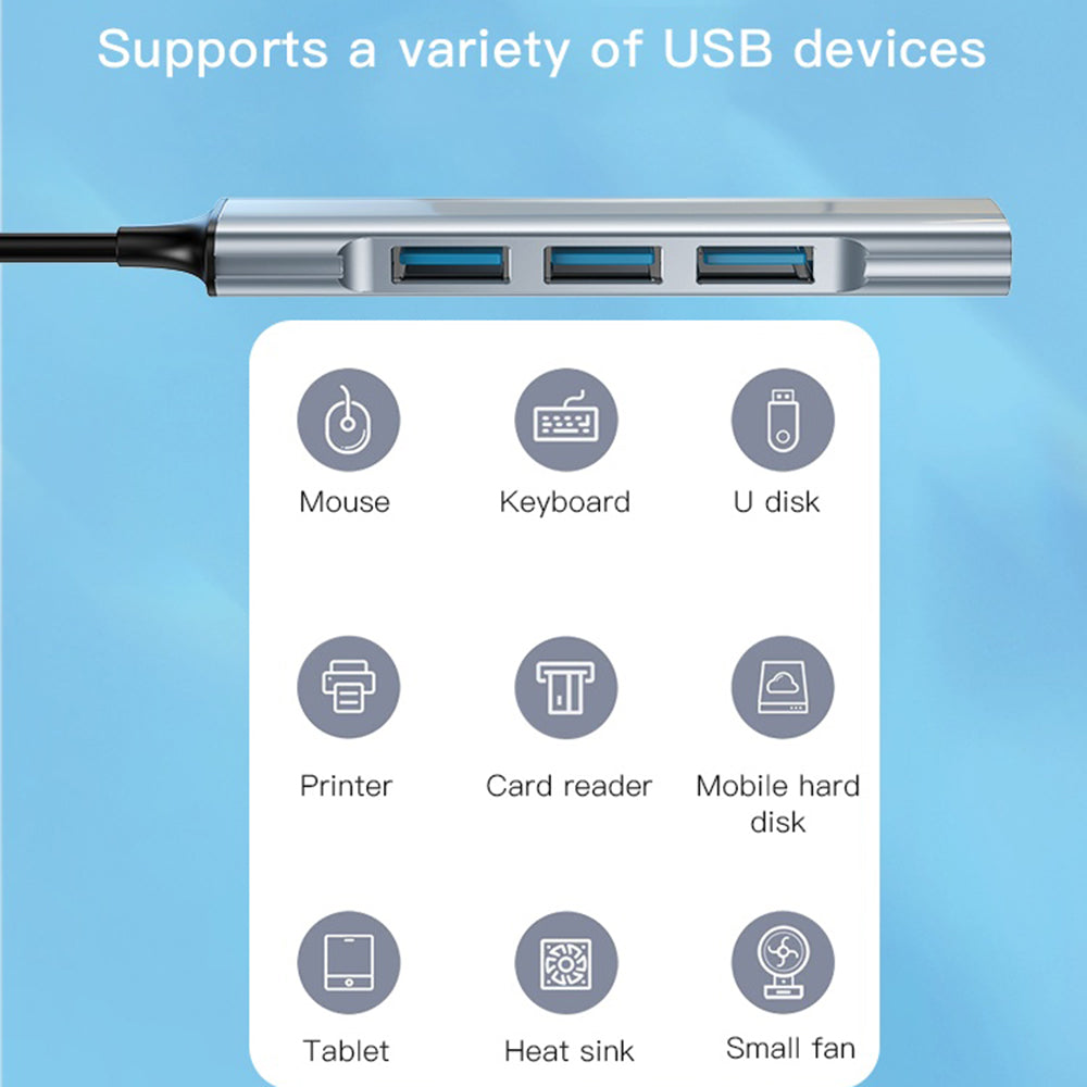 Hub USB Yesido HB18, 4en1, Gris
