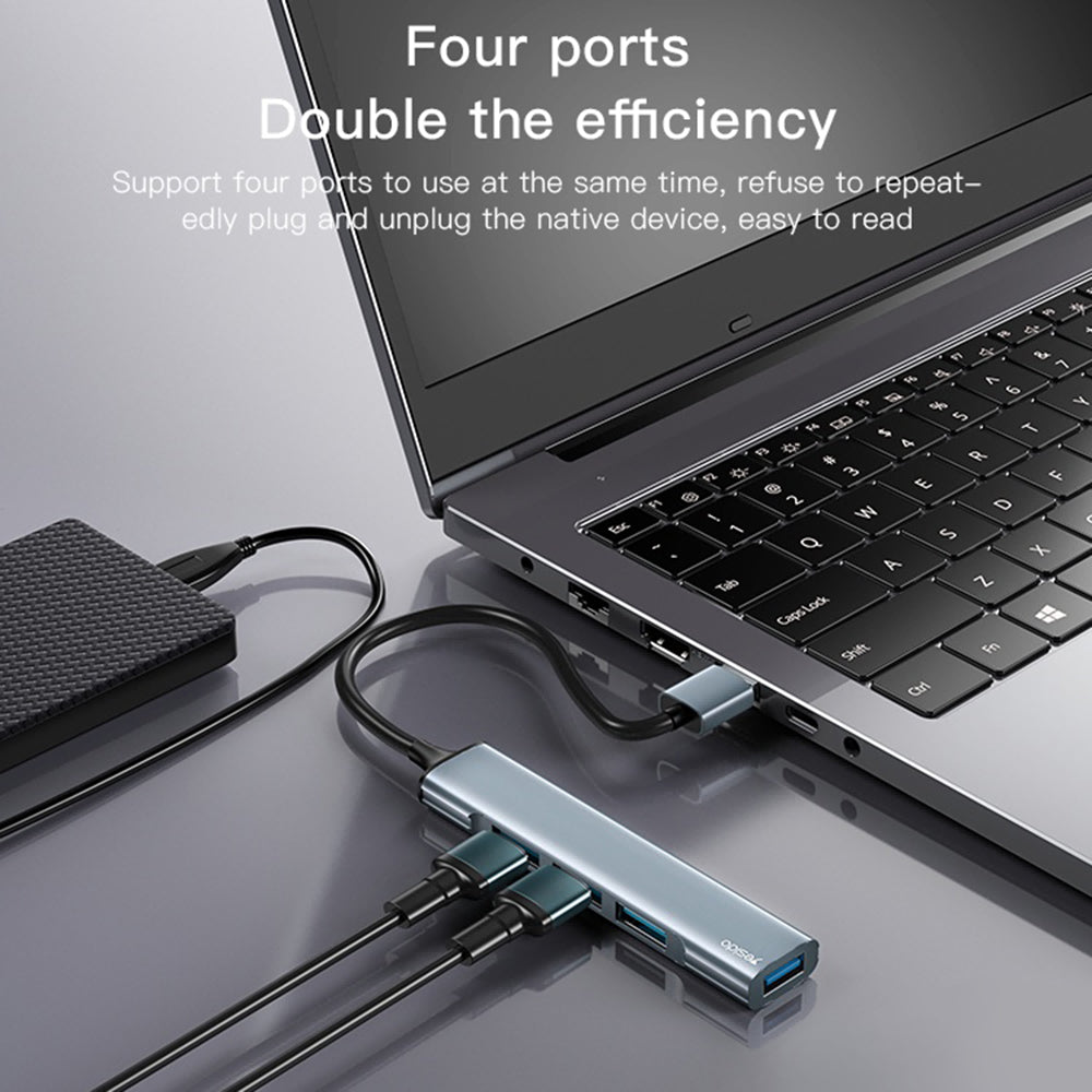 Hub USB Yesido HB18, 4en1, Gris