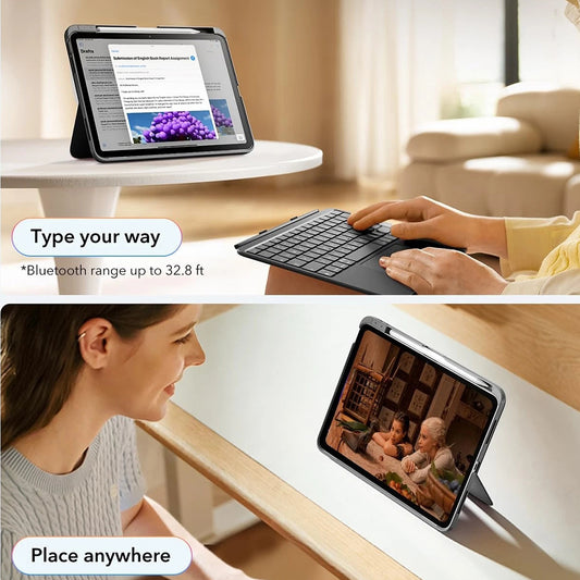 Étui avec Clavier pour Apple iPad (2025) / (2022), ESR, Flex, Gris