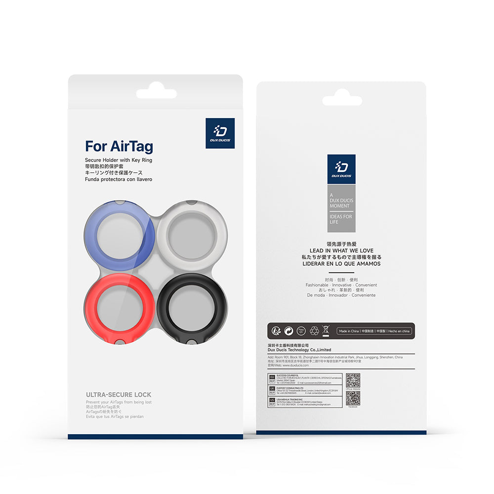 Étui DUX DUCIS Secure pour Apple AirTag, Ensemble de 4 pièces, Couleurs Variées