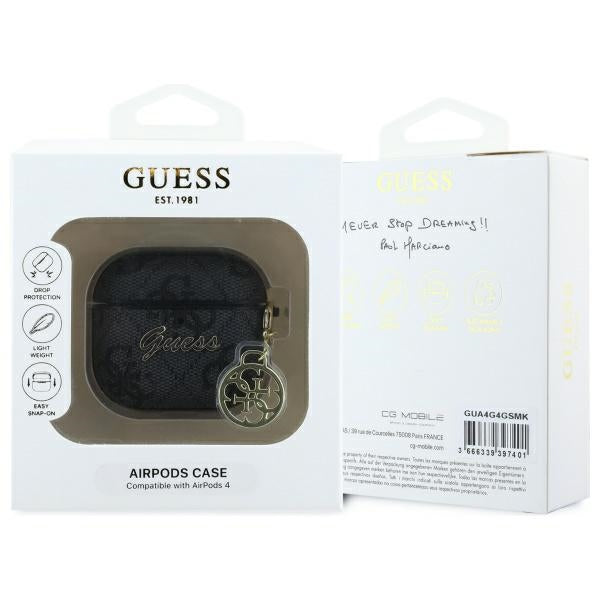 Étui Guess 4G Charm pour Apple AirPods 4, Marron