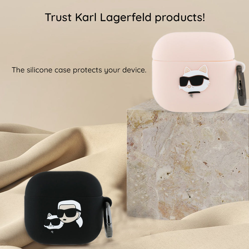 Étui Karl Lagerfeld 3D Karl & Choupette's Heads pour Apple AirPods 4, Noir