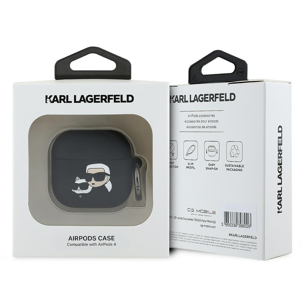 Étui Karl Lagerfeld 3D Karl & Choupette's Heads pour Apple AirPods 4, Noir