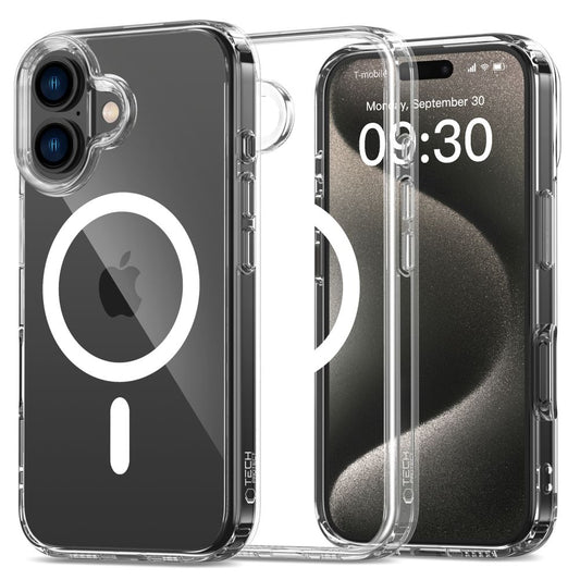 Coque MagSafe pour Apple iPhone 16, Tech-Protect, Flexair Hybrid, Transparent