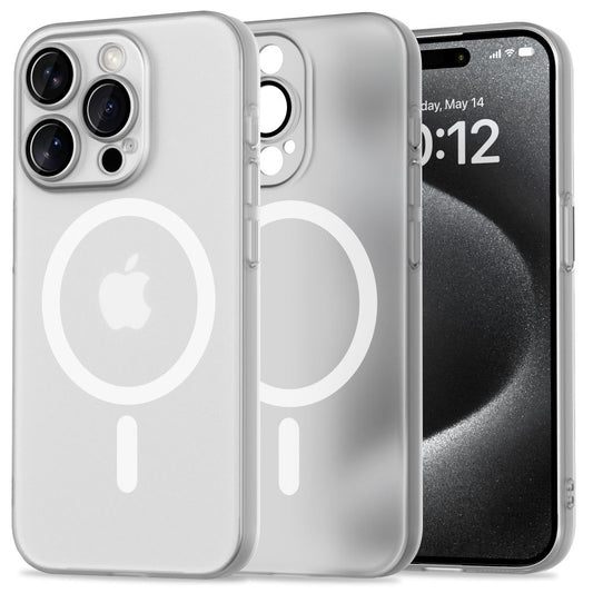 Coque MagSafe pour Apple iPhone 15 Pro, Tech-Protect, MagSlim, Blanc